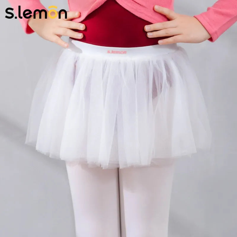 Girls' Pink 4-Layer Tulle Ballet Skirt – Puffy Tutu Dance Half Skirt for Chinese Dance, Ballet Class & Performance Wear