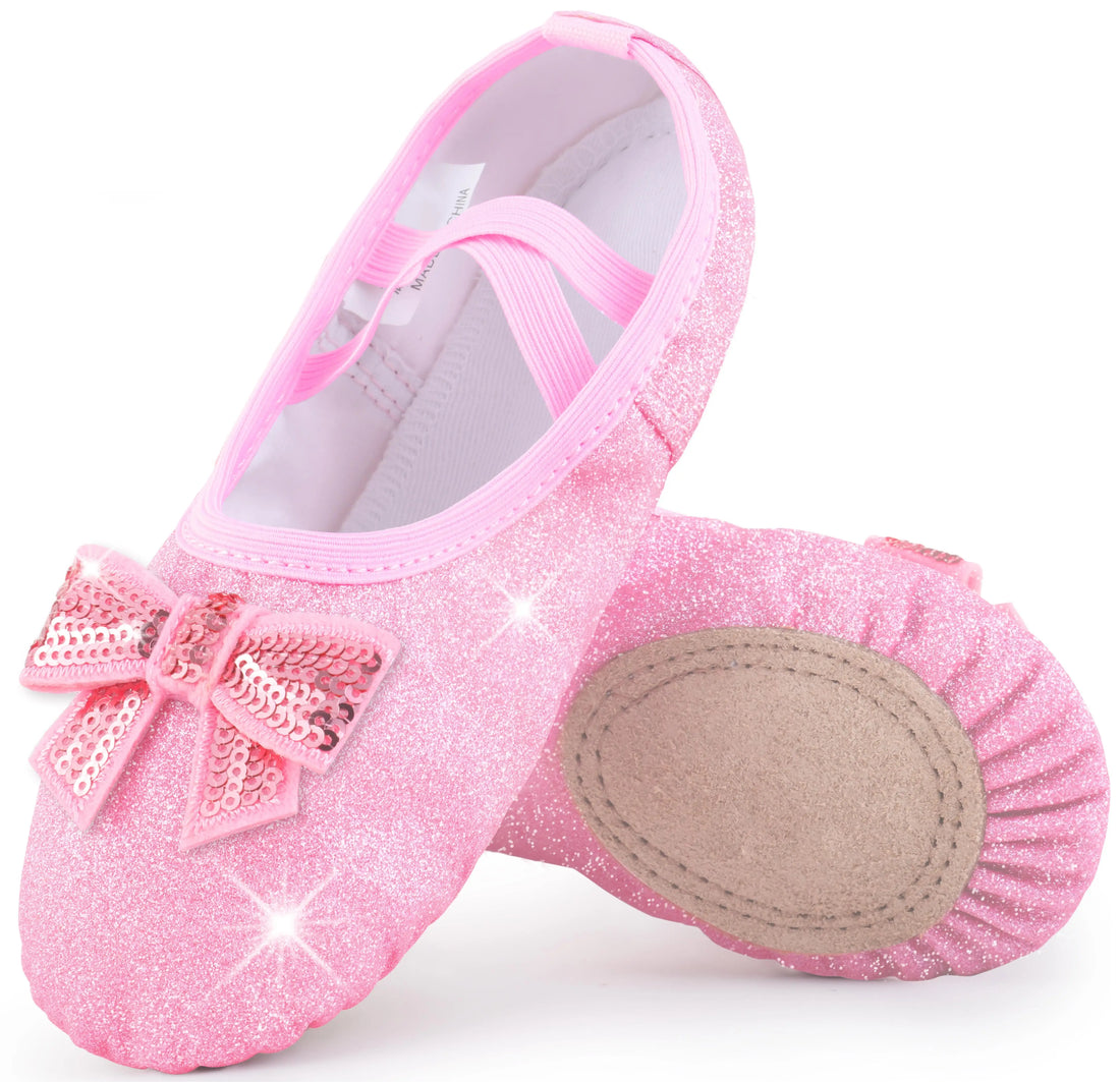 Girls Ballet Leather Shoes Yoga Slippers for Dancing Practice Split-Sole No-Tie(Toddler/Little Kid/Big Kid)