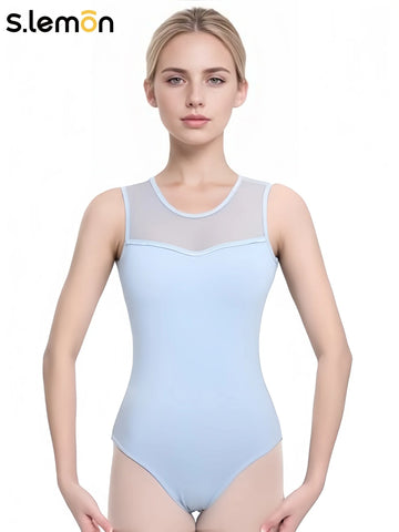 Ballet Leotards For Women Lace Adult Dance Gymnastics Leotard  Adult Sleeveless High Neck Mesh Dance Leotard