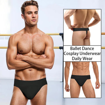 Men's Professional Full-seat Ballet Dance Belt for Adult Dance Cosplay Brief with Elastic Waistband and Double Layer Front