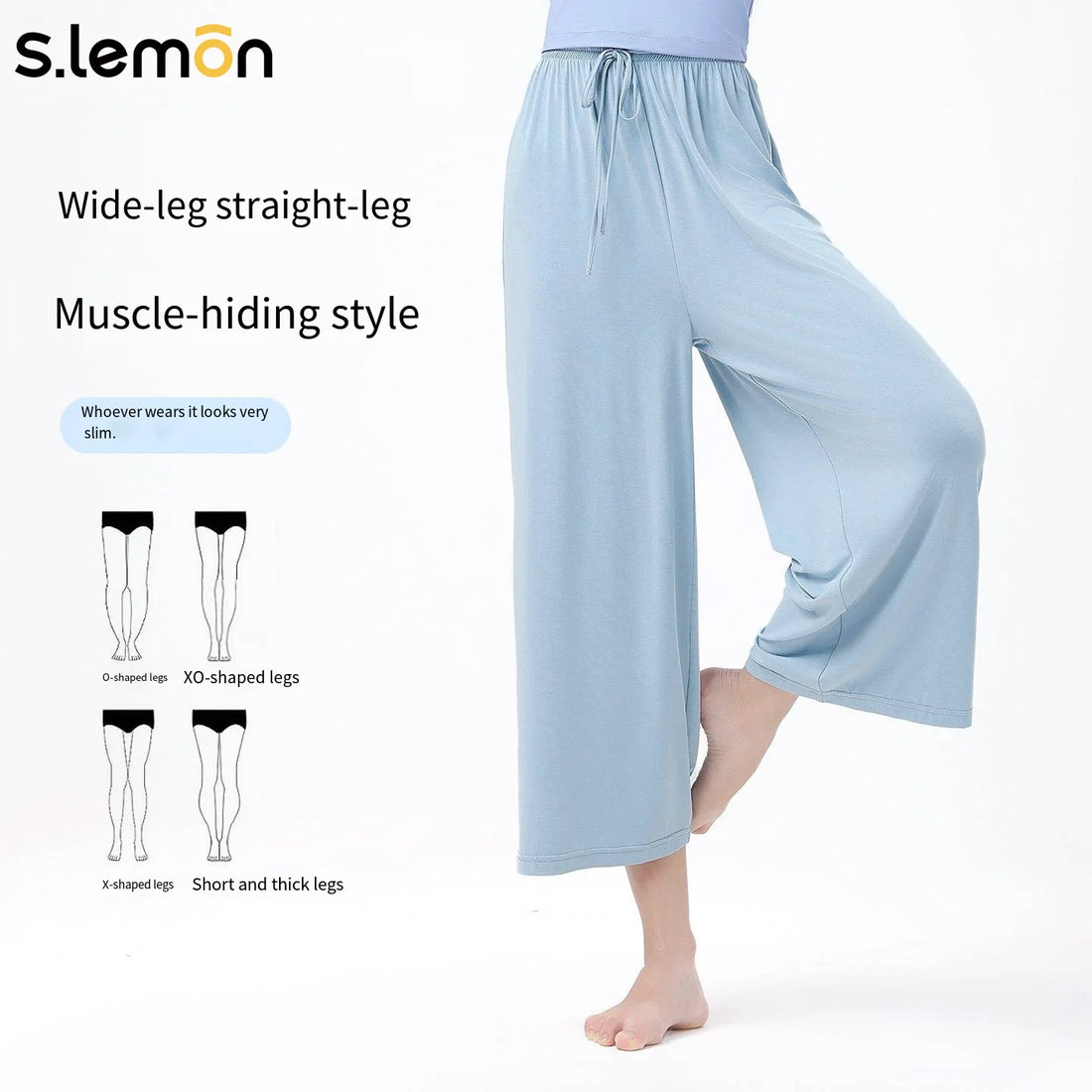 SLemon Adult Women Modal Dance Pants High Elastic Drawstring Wide Leg Modern Dance Gymnastics Yoga Practice Trousers