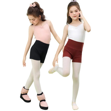 Kids Dance Shorts Ribbed Knit High Waist Shorts Girls  Ballet & Gymnastics Workout Shorts for Jazz Hip Hop