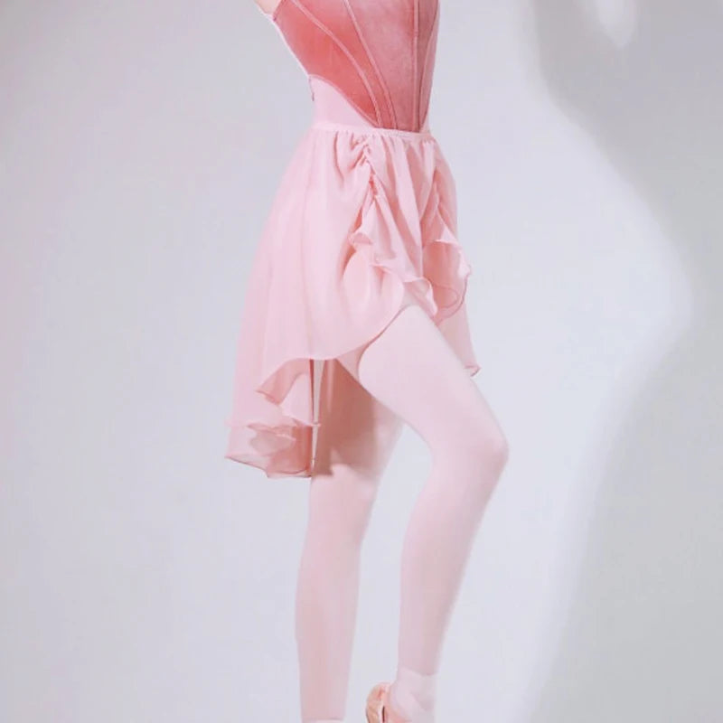 Women's Ballet Dance Tutu Skirt Yoga Art Examination One-piece Gymnastics Chiffon Skirts for Female Dance Practice Clothes