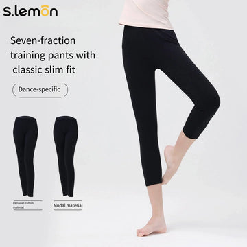 Women's 3/4 Ballet Tights Black High Stretch Modal/Cotton Dance Leggings for Adult Exam Training Ballet Class Body Shaping