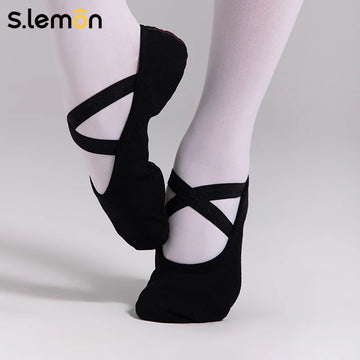 S.lemon Girls Ballet Shoes Cat Claw- Soft Cow Suede Sole Elastic Fabric Dance Shoes for Kids Adults Men Women Gymnastics