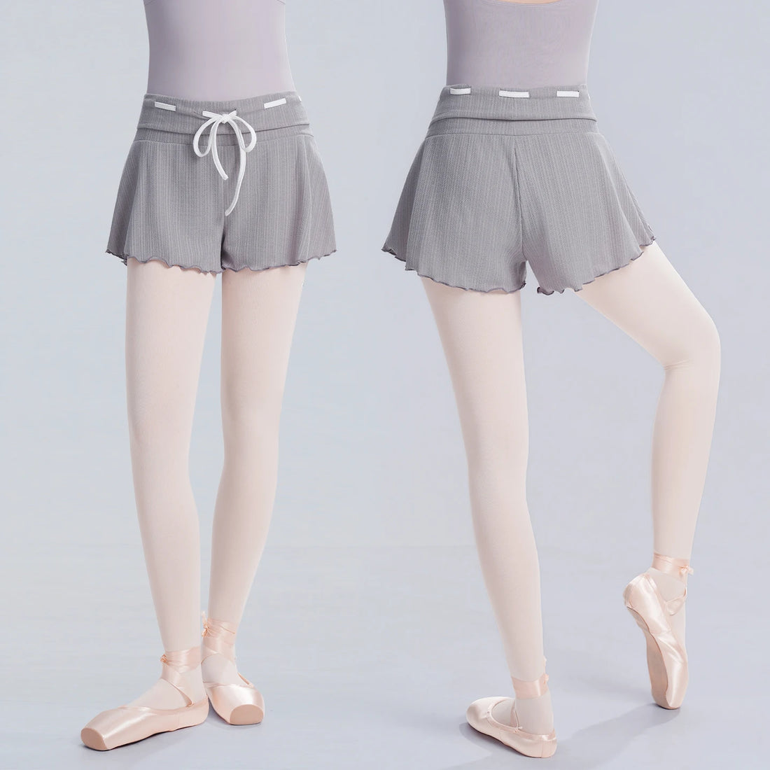 Women Ballet Dance Shorts High-waiste Turned Ribbed Lace-up Shorts Adult Jogging Dance Ballet Yoga  Ballerina Short Pant