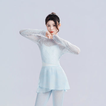 Women Dance Cover Tops Adult Lace Long Sleeves Shirt Top Dance Outfit For Dancing Adult Teen Gymnastic Yoga Training Clothes