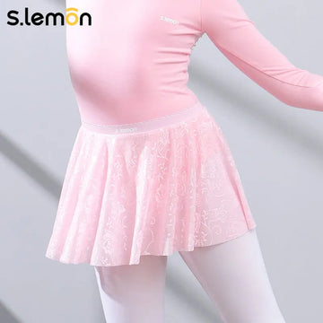 Girls Ballet Practice Skirt – Summer Lightweight Pink Lace & Mesh Tulle Tutu for Dance Class, Recital & Gymnastics