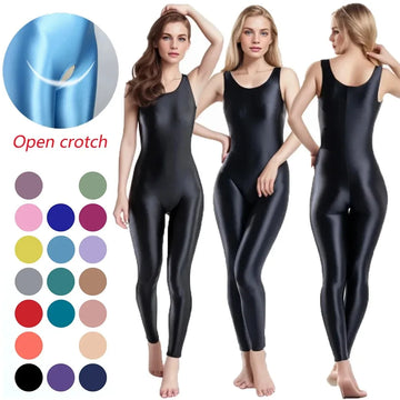 Women's Faux Leather Sleeveless Jumpsuit Body Shaper Waist Trainer Corset Tight Leggings Tank Top Shapewear for Slimming Effect