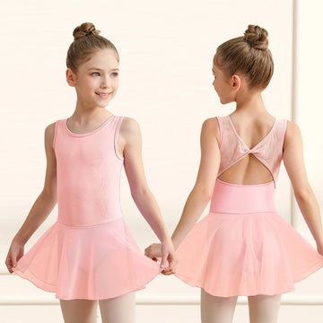 Ballet Leotard for Girls Mesh Bow Knot Back Dancewear Sleeveless Gymnastics Dance Leotards Kids Back to School Clothes ﻿