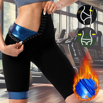 Women's High Waist Sauna Sweat Short Pants for Adult Fat Workout Weight Loss Slimming Waist Trainer Leggings with Mesh crotch