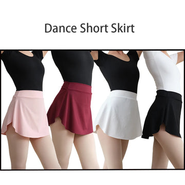 Women Ballet Half-Length Mini Skirt  Side Split Design Ballet Skirt Short Front and Long Back Dance Skirt Wide Waistband Elastic