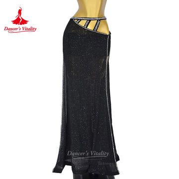 New Belly Dance Performance Skirt for Women's Senior AB Stones Sexy Split Long Skirt  Adult Oriental Dance Practice Clothing