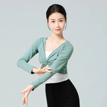 Women Dance Tops Ballet Dance Blouse Modern Classical Dance Coats Kink Long Sleeve Cape Adults Dance Tops Ballet Outfits