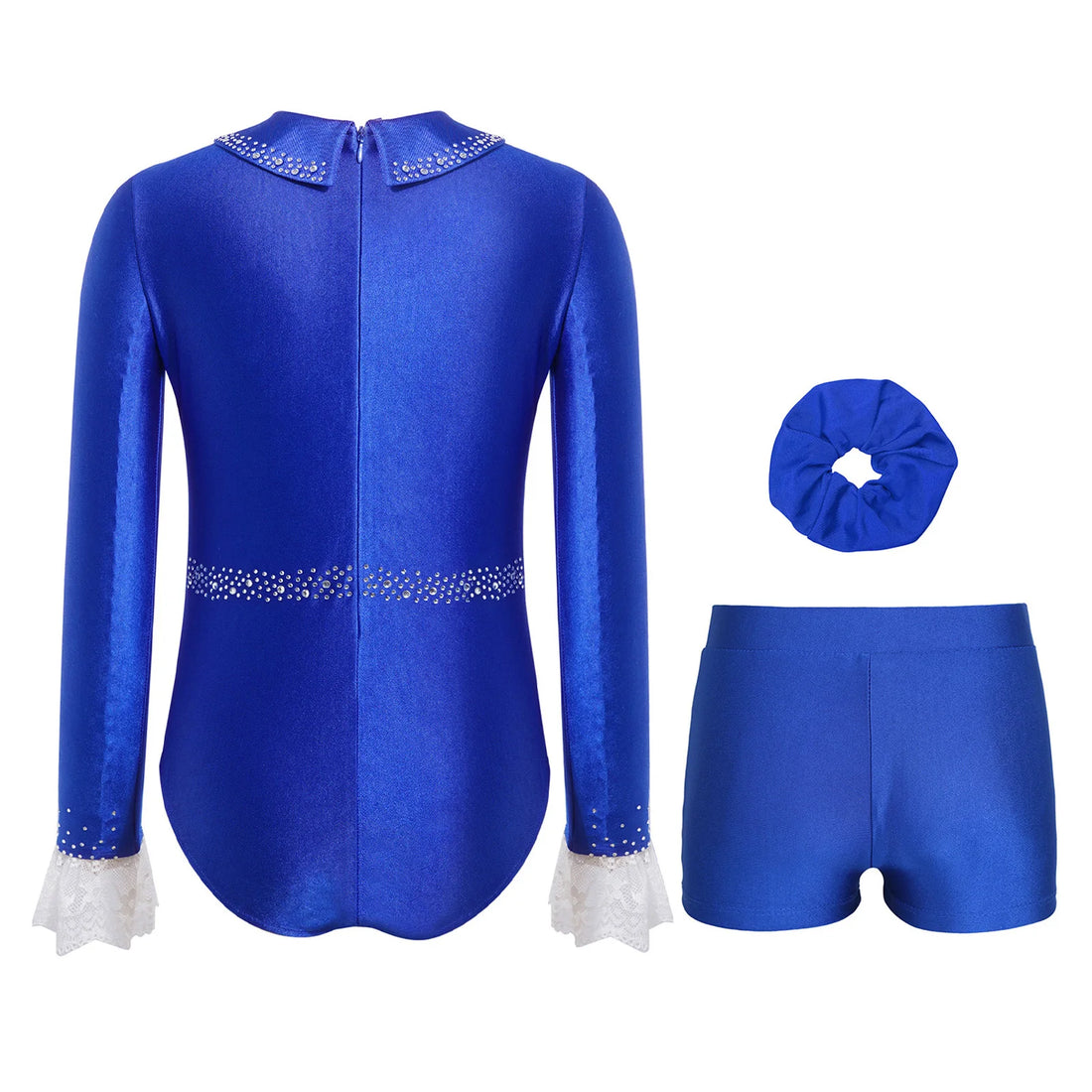 Kids Girls Long Sleeve Ballet Practice Dance Wear Rhythmic Gymnastics Leotard Skating Competition Dance Costume Shorts Outfits