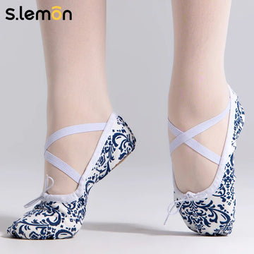 S.lemon Ballet Shoes for Girls,Canvas Ballet Slipper Ballerina Dance Flats Gymnastic Shoe Kids Adult Dancing Women