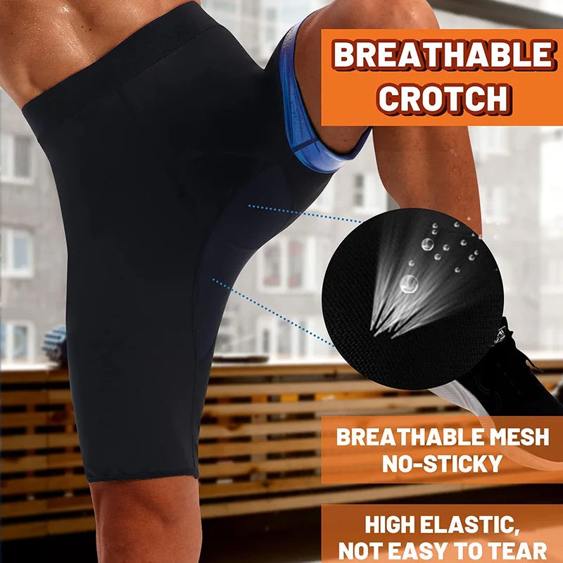 Men's Sauna Sweat Short Pants Hot Thermo Fat Workout Weight Loss Full Body Slimming Shaper Waist Trainer Compression Leggings