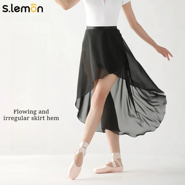 Black Ballet Skirt for Women - Lightweight Tulle Wrap Skirt for Dance, Yoga & Barre Workout