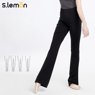 S.lemon Black Dance Pants for Women High Waist Slim-Fitting Straight Micro Flare Modern Dance Practice Trousers