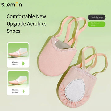 Kids Gymnastics Shoes Half Sole - Girls Ballet Dance Shoes Stretchy Fabric Non-Slip Wear-Resistant