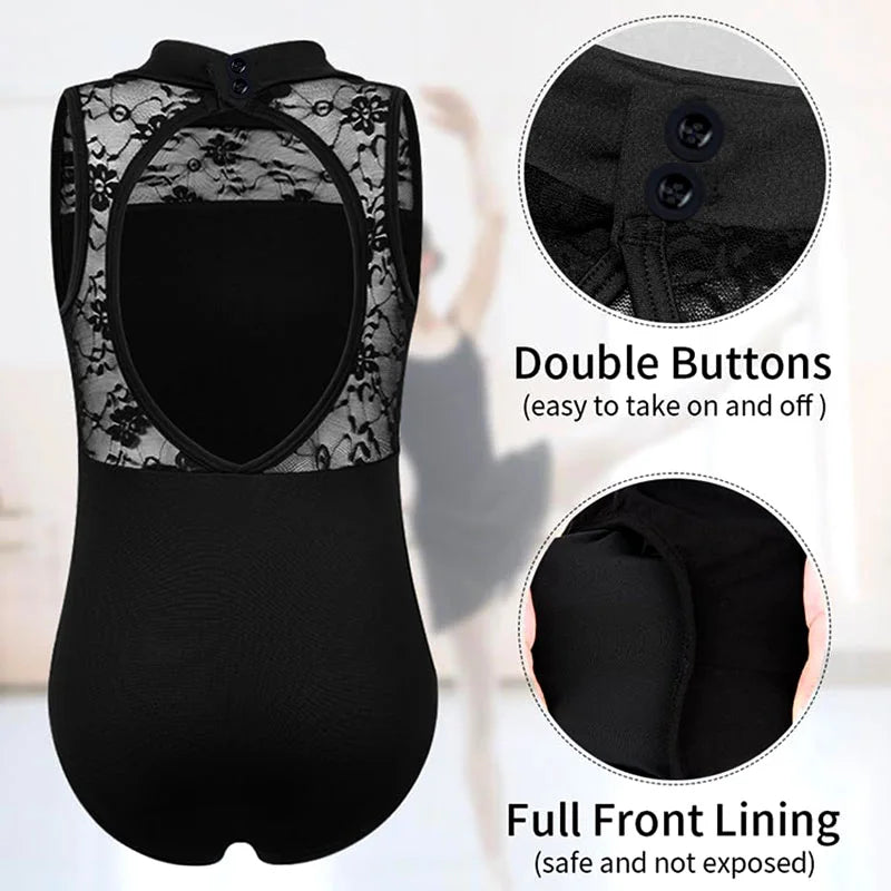 Women Sleeveless Mock Neck Ballet Dance Leotard for adult&girl Gymnastics Tank Tops with O-shape Hollow Back Dance Leotards