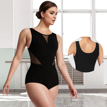 Women’s Sleeveless Camisole Ballet Dance Leotard for Adult Gymnastics Tank Tops with Waist Mesh and Soft Lining Dance Leotards