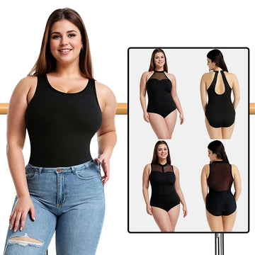 Women's Zip Front Mock Neck Sleeveless Ballet Dance Leotard for Adult Gymnastics Dance Tank Tops with Soft Lining Ballet Clothes