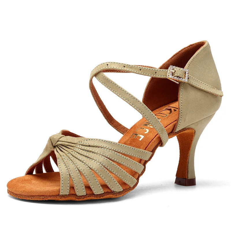 UK Latin Dance Shoes for Adults, Pastel Colors Suede Professional Ballroom Practice Footwear