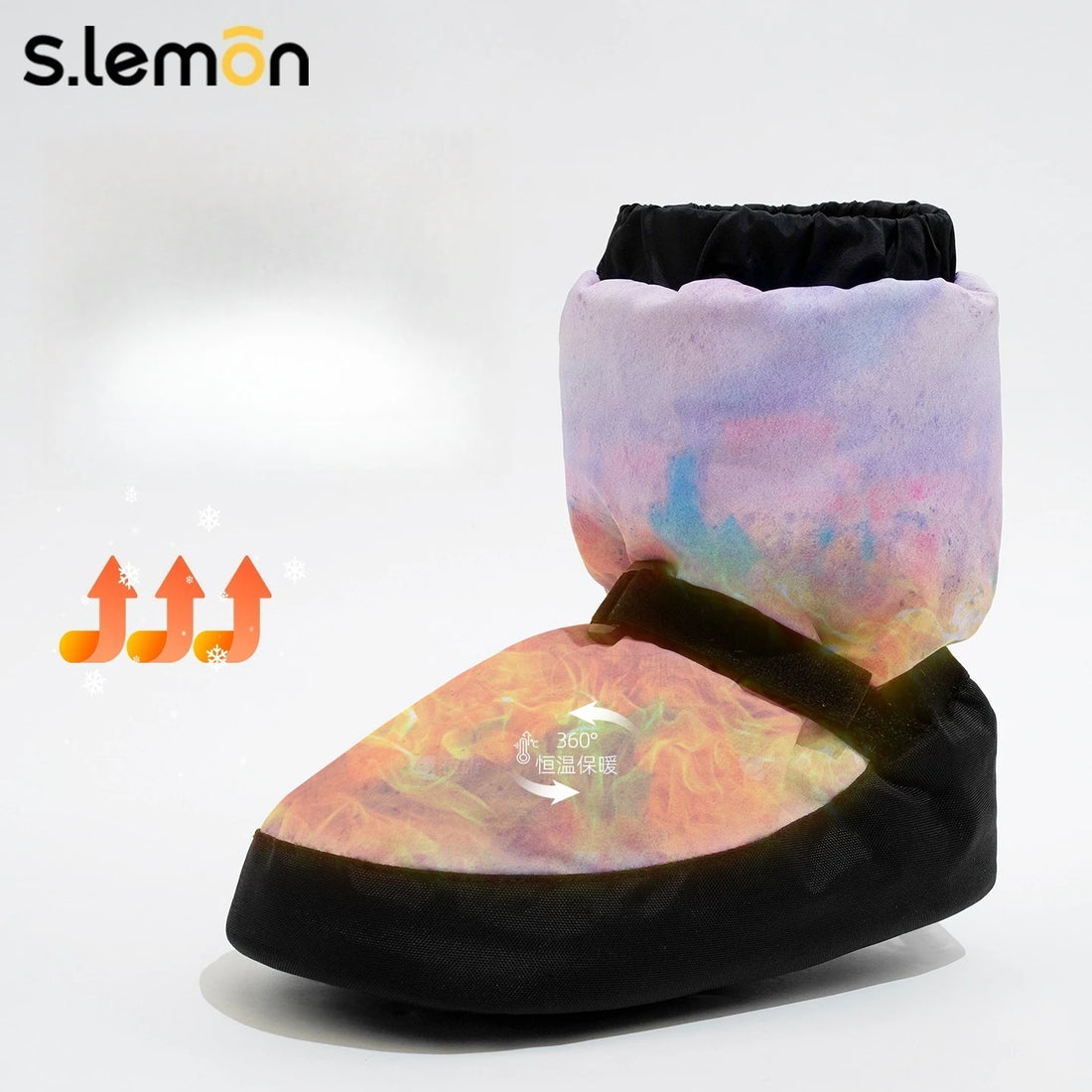 Winter Fleece Lined Ballet Warm Up Booties Ink Wash Print for Women Kids Adults Dance Students Professional Practice Shoes