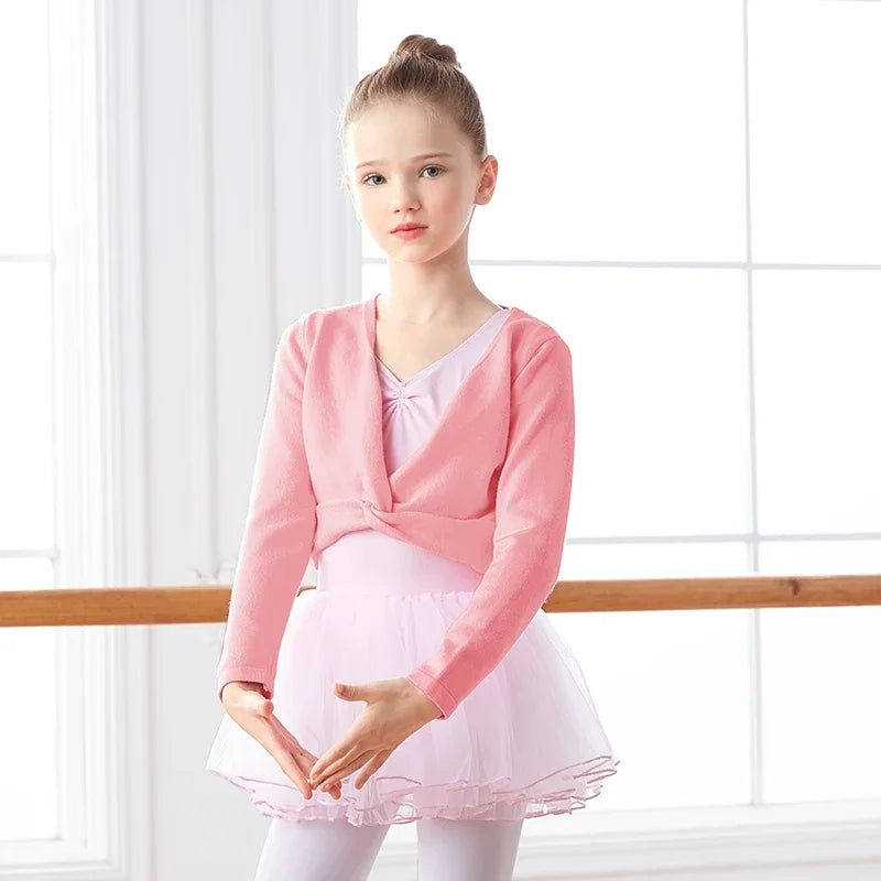 Dance Sweater For Girls Ballet Sweater Wrap Ballet Crop Tops Teen Gymnastic Leotard Sweater Long Sleeve Pullover