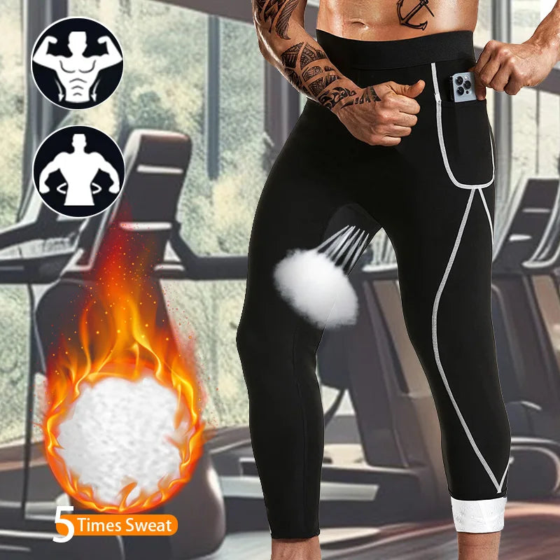 Men's Sauna Sweat Shirt Suit Slimming Vest Workout Waist Weight Loss Trainer Shaper With Underarm Breathable Mesh Sauna Pants