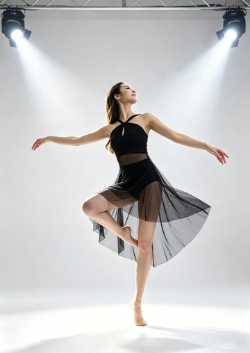 Women’s Ballet Dance Dress with Sheer Skirt Twist knot Halter Neck Cutout Leotard Backless Dance Costume for Ballet