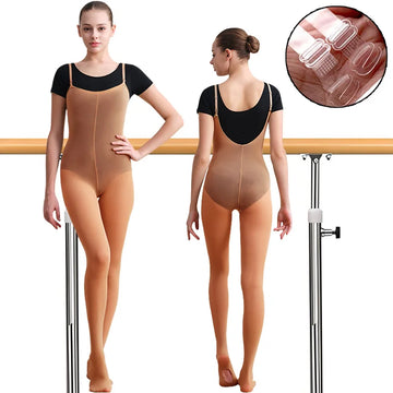 Women Nude Ballet Dance Full Body Convertible Tights for Adult Dance Performances Cosplay Tight with Transparent and Nude Straps