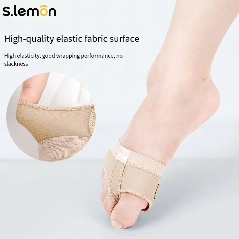 S.lemon Half Sole Dance Shoes - Stretch Fabric Cow Suede Open Toe Ballet Belly Dance Gymnastics Foot Cover