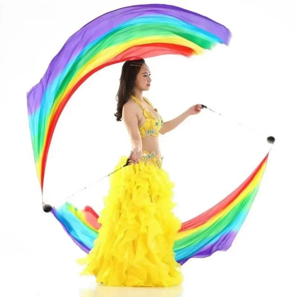 200x80cm Veil Chain Ball for Belly Dance,Gradient Color, Streamer Stage Belly Dancing Thrown Ball, Performance Accessories