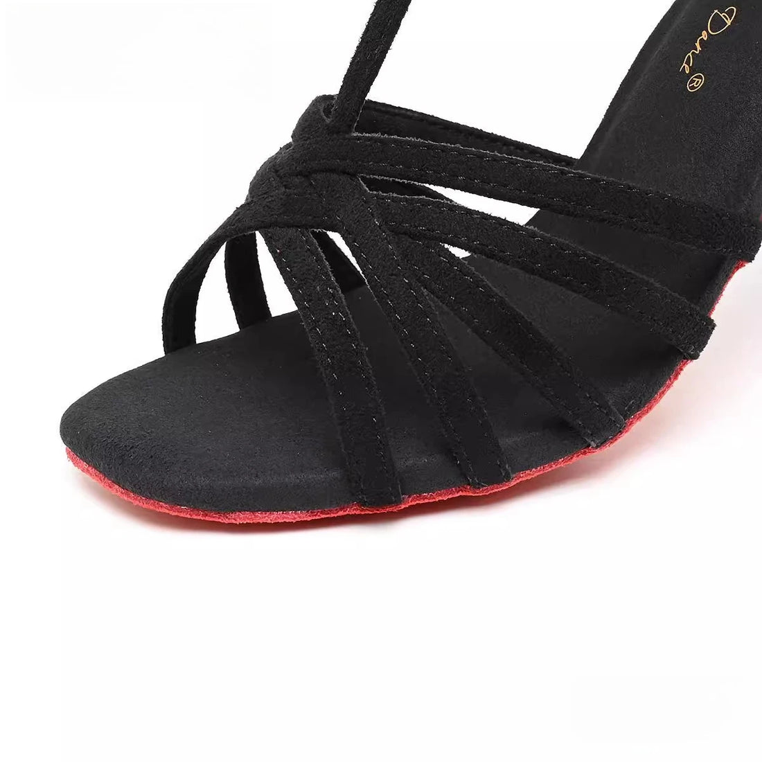 Venny Latin Dance Shoes Women's Professional T-Strap Mid Heel Red Suede Flexible Sole for Cha Cha Ballroom Performance