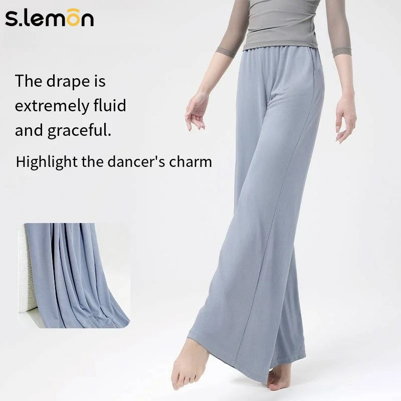 S.lemon Adult Women Copper Ammonia-like Dance Pants Chinese Classical Dance Wide Leg Yoga Body Shaping Practice Trousers