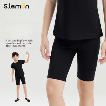 Kids Boys' Black High-Waist Dance Shorts – 5/8 Length Chinese/Latin Dancewear for Gymnastics & Recital