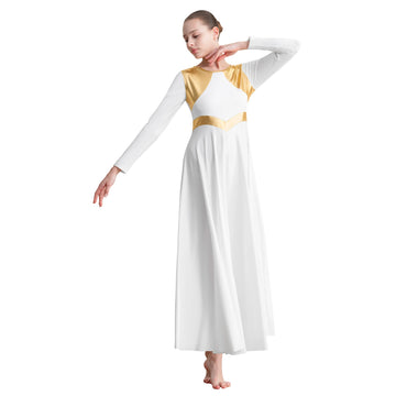 Praise Dance Dress for Women Long Sleeve Church Dancewear Fit Full Length Worship Costume
