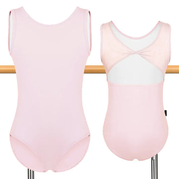 Girls Sleeveless Camisole Ballet Dance Leotards for kid Gymnastics Dance Tank Tops with  Hollow Mesh Back and Lining Bodysuits
