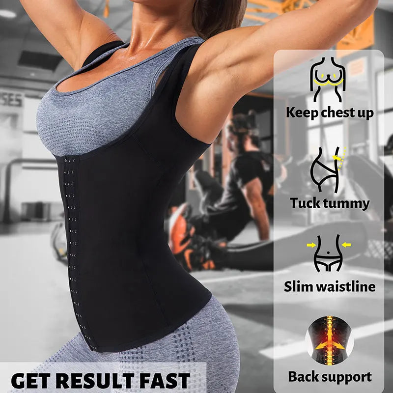 Women Sauna Vest Sweat Tank Top Waist Trainer Workout Slimming Shirt Sauna Tights Heat Trapping Suit Gym Sauna Jacket