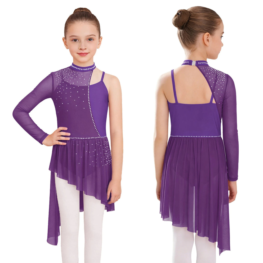 Figure Ice Skating Ballet Dress for Big Girls Stage Lyrical Dance Competition Costume Tutu Skirted Gymnastics Leotards Dancewear
