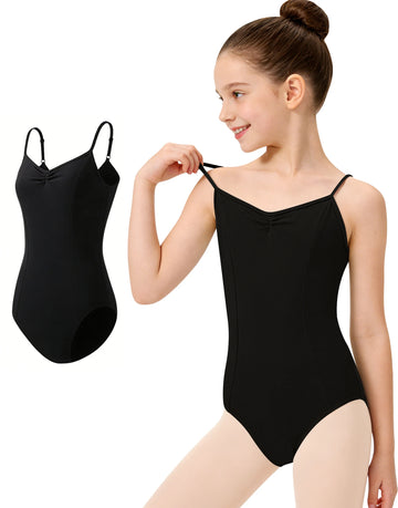 Girls Camisole Dance Leotard For Ballet Chest crease Dancewear Adjustable Shoulder Strap Back Pleats Soft Lining
