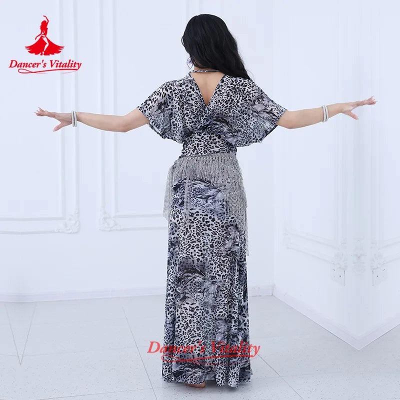 Belly Dance Costumes Women Comfortable and Breathable Mesh Dress Advanced Sexy Leopard Print Oriental Dance Performance Dresses