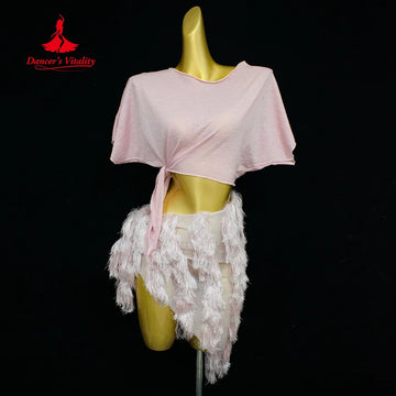 New Belly Dancing Suit Loose and Comfortable Top+tassel Short Skirt 2pcs Women's Oriental Dance Sexy Practice Clothing Set