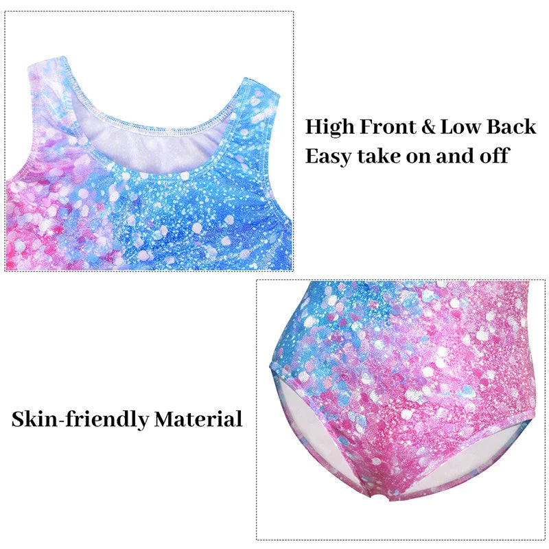 Girls Gymnastics Leotard  Kids Sparkle 4 Piece Dance Leotard  Toddler Athletic Tumbling Outfits