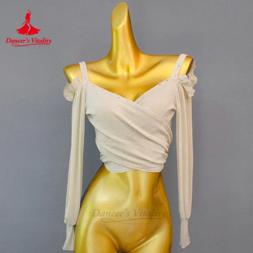 New Belly Dance Practice Clothes Women's Sexy Off Shoulder Long Sleeve Top Oriental Dance Comfortable and Breathable Tops
