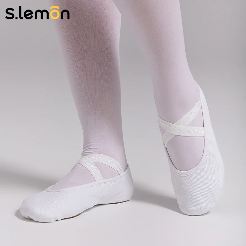 S.lemon Girls Ballet Shoes Cat Claw- Soft Cow Suede Sole Elastic Fabric Dance Shoes for Kids Adults Men Women Gymnastics