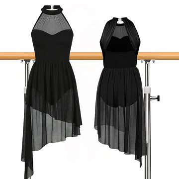 Women lyrical dance costume for adult sleeveless lyrical Contemporary Dance Dress Asymmetric Flowy Ballet Dancewear