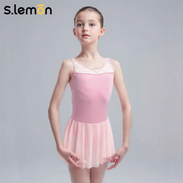 Girls Sleeveless Lace Ballet Leotard Camisole One-Piece Dress for Chinese Dance & Ballet,Toddler Kids Dancing Outfit 90-150cm